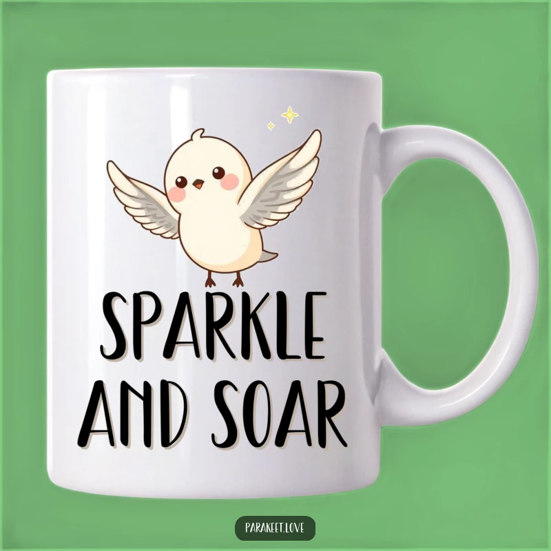 Funny Flying Sparkle Bird Mug: Whimsical Avian Art, Perfect Funny Gift