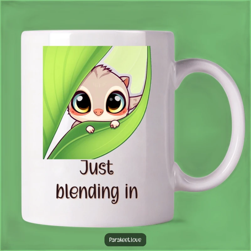 Funny Curious Leaf Critter Mug: Adorable Peek-a-Boo Eye Design, Perfect Gift