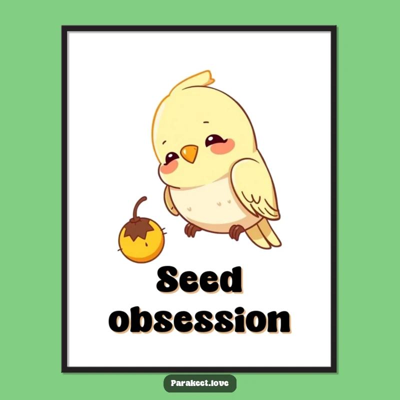 Funny Budgie Pecking Digital Art - Focused Bird Delight Print