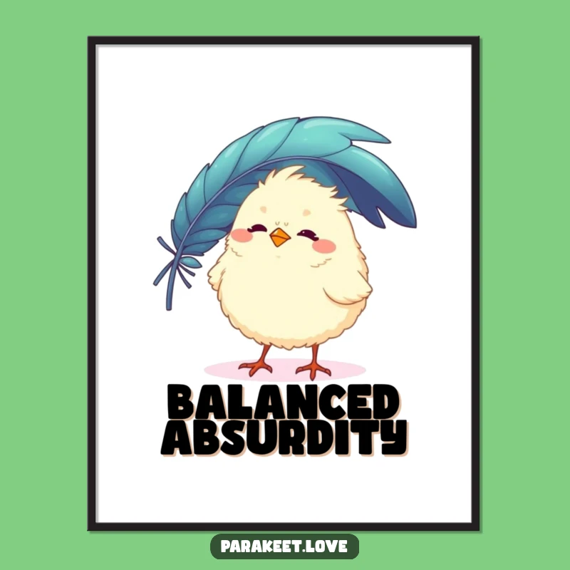 Funny Balance Bird Poster: Playful Aviary Art Print, Whimsical Funny Gift