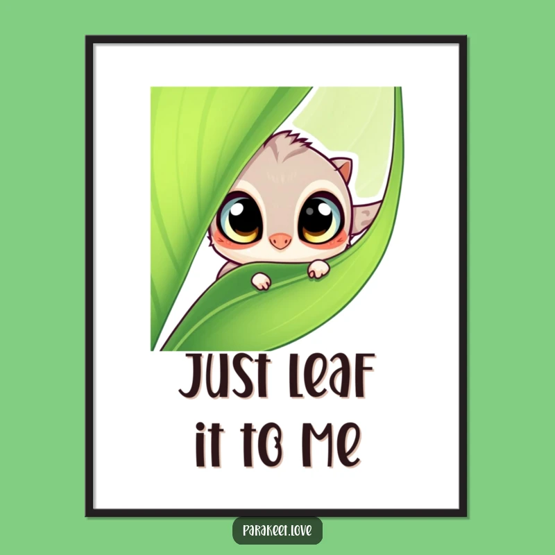 Free Printable Wall Art: Curious Leaf Creature, Whimsical Downloadable Decor for a Laugh