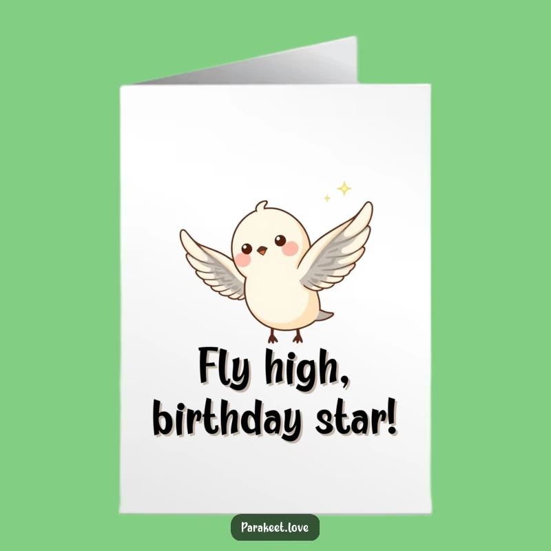Free Printable Birthday Card: Flying Bird, Funny Sparkle Downloadable Gift