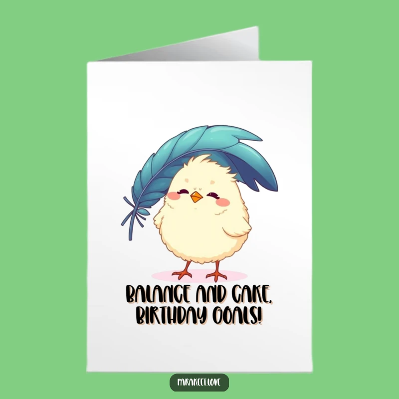 Free Printable Birthday Card: Feather Bird, Funny Balance Downloadable Gift