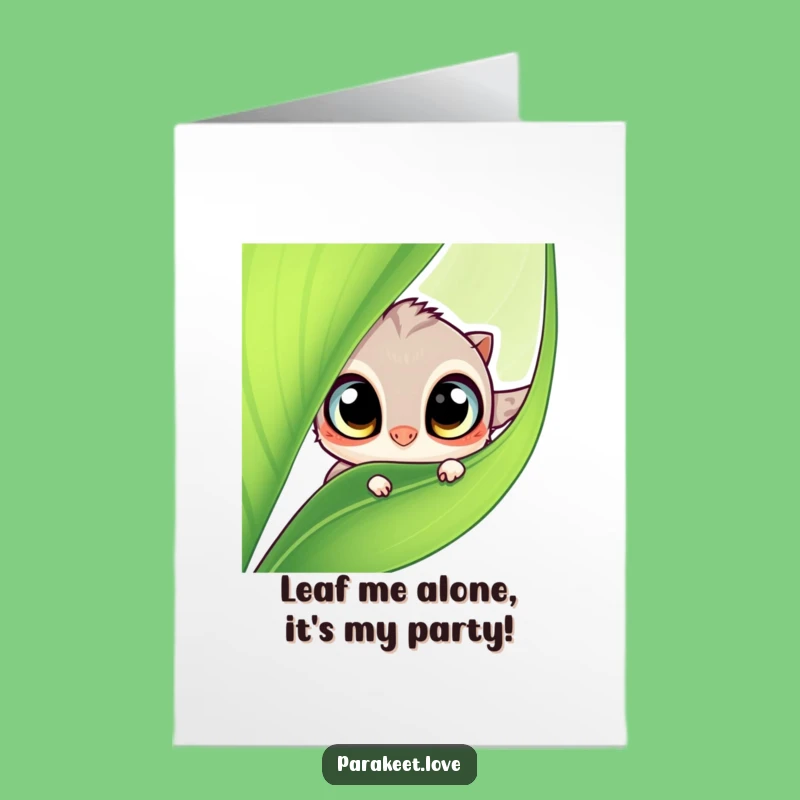 Free Printable Birthday Card: Curious Leaf Creature, Funny Downloadable Gift