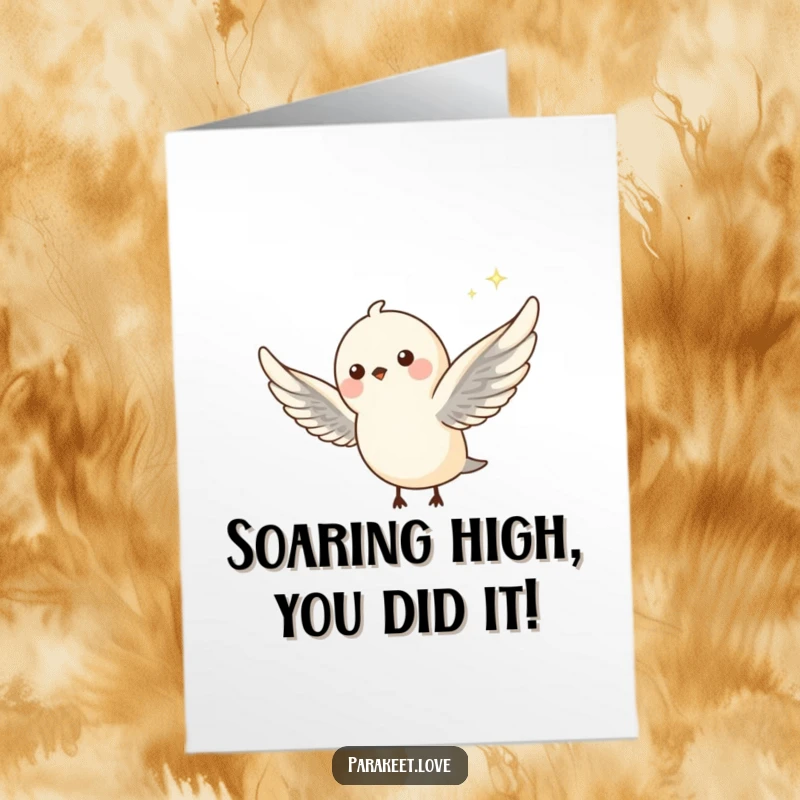 Funny Free Printable Congratulations Card with a tiny flying bird trailing a sparkle, perfect for a download-at-home gift.