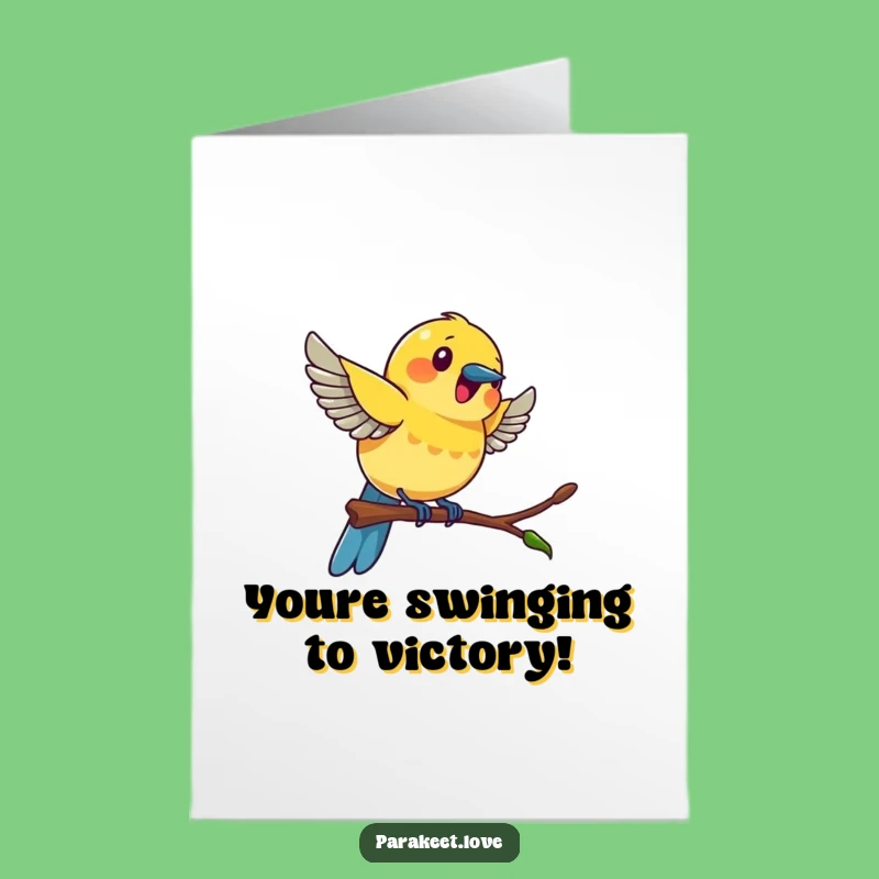 Free Printable Congrats Card: Swinging Bird Joy, Funny Downloadable Celebration