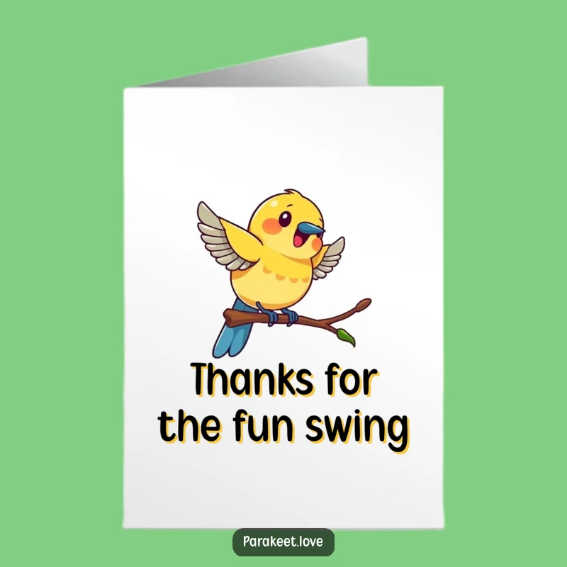 Free Printable Thank You Card: Swinging Bird Gratitude, Funny Downloadable Gift