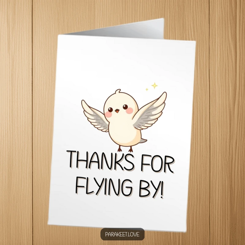 Funny Free Printable Thank You Card with a tiny flying bird trailing a sparkle, great for a DIY thank you gift.