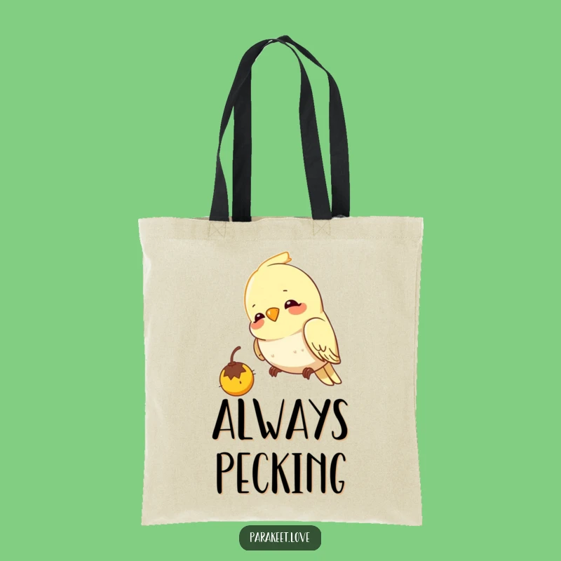 Funny Budgie Pecking Tote Bag - Carry Your Focus with Bird Art