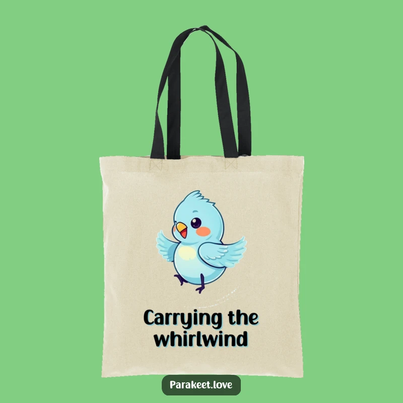 Funny Spinning Blue Parakeet Tote Bag - Whimsical Bird Art Carryall